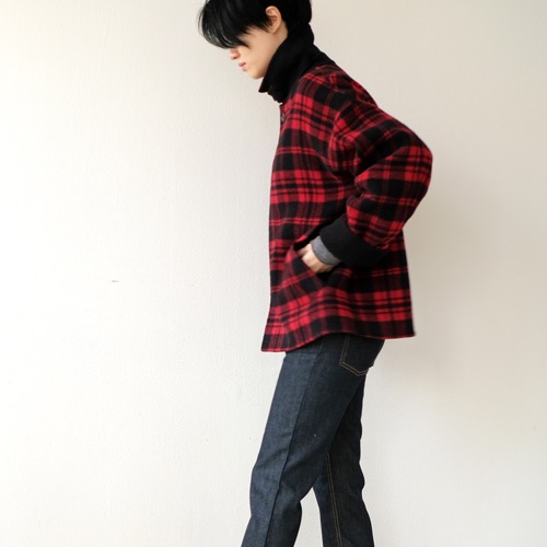 RED CHECK half coat (HAND-MADE)