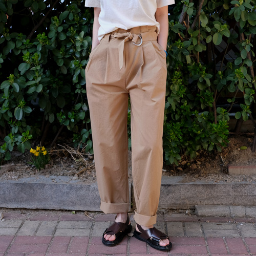 belted 2-tuck pants (2 colors)