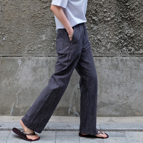 [20 S/S RESTORE]  linen stripe banding pants
