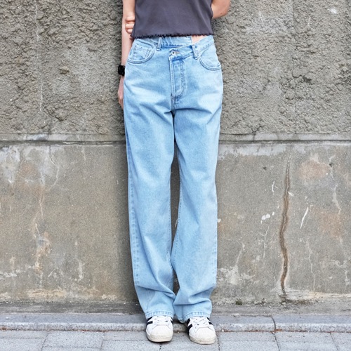 oblique cross blue jeans (button fly)