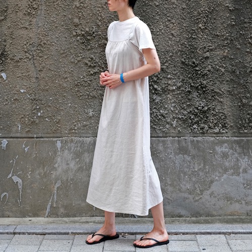summer linen slip dress _ NATURAL