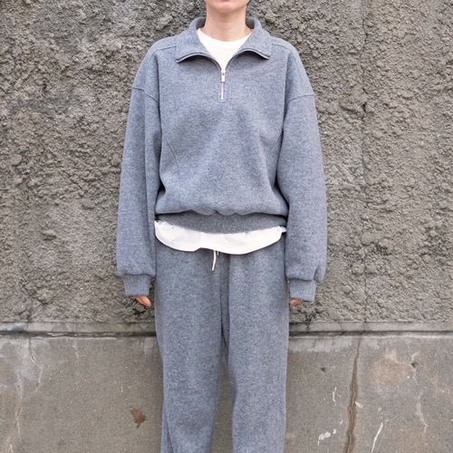 wool blend half zip-up pullover