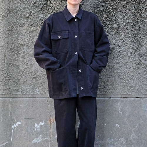 [RESTORE] cotton twill work jacket _BLACK